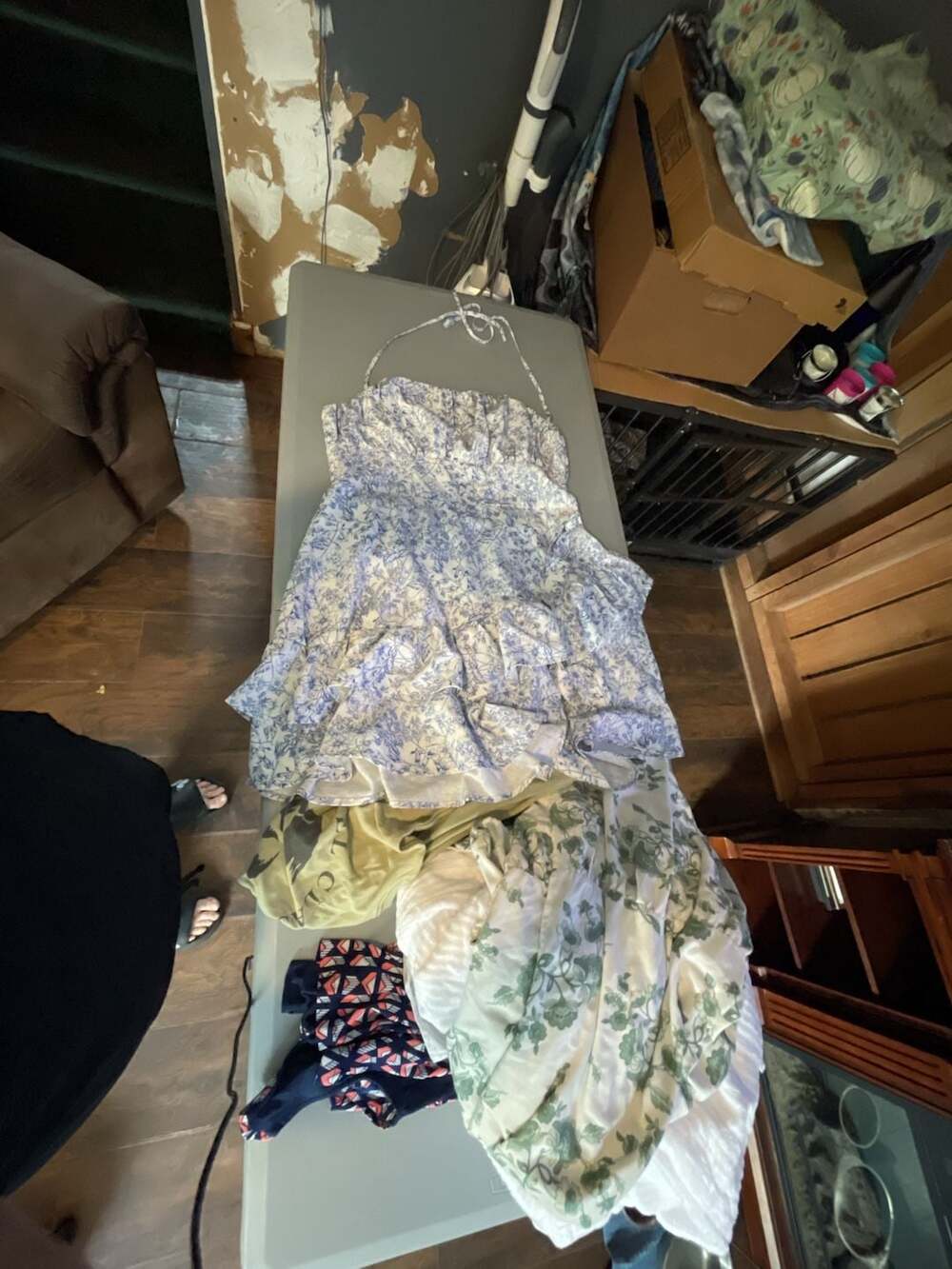 SHEIN Curve Blue Floral Halter Tiered Ruffle Dress Size 2XL
